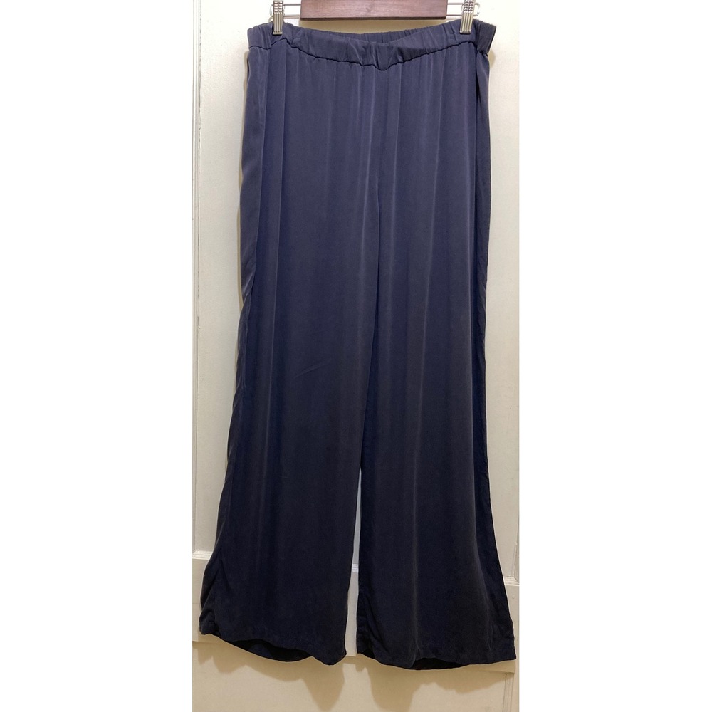 LOGO Lori Goldstein Wide Leg Palazzo Pants Navy‎ Blue Womens M Loungewear Resort